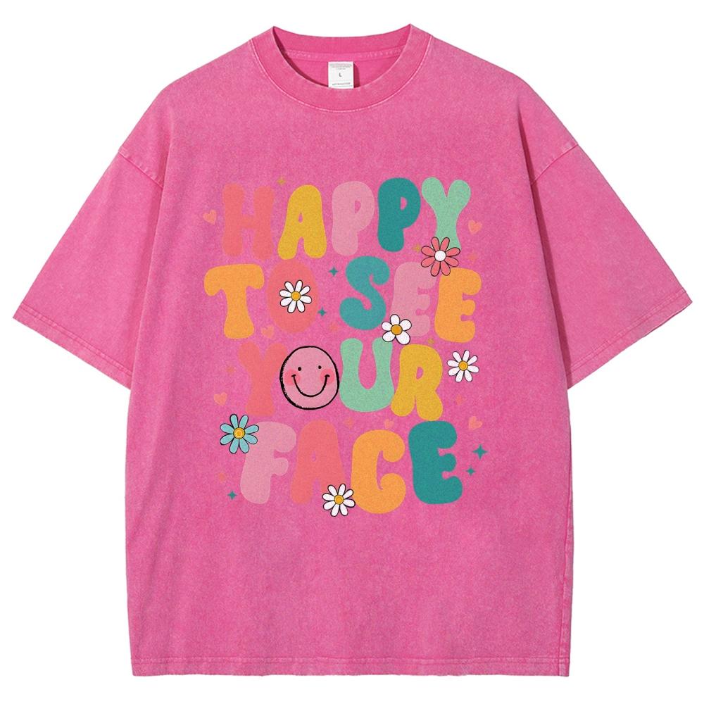Colorful Cute Letter Print T-Shirt Unisex Fashion Round Neck Washed Cotton Short Sleeve Top 2024 Design Sense Casual Tee