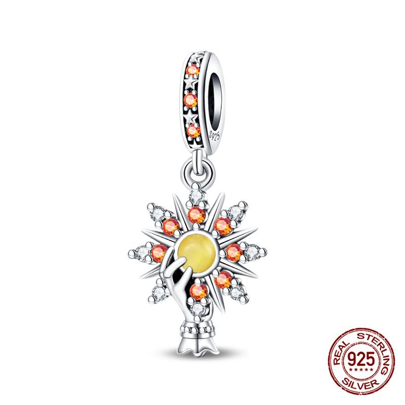 Genuine Copper Tarot Style Cards Sun Celestial Star Moon Charms Fit Authentic Bracelets Women'S Jewelry Making Birthday Gift