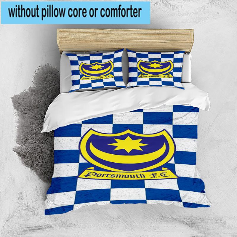 3pcs Portsmouth F.C Printed Bedding Set Duvet Cover Closure Includes 1 Duvet Cover & 2 Pillowcases Bedding Sets Home Decor Gifts