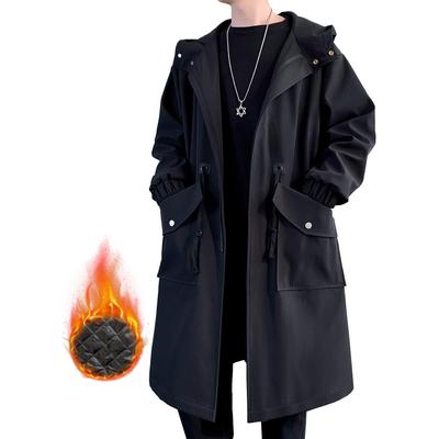 Inverno Longo Quente Melton Chester Frio Longo [Candy Kiosk] Roupas Masculinas, Casaco, Enchimento, Casaco, Casaco, Corta-vento, Grande, Solto, Simples, Proteção,