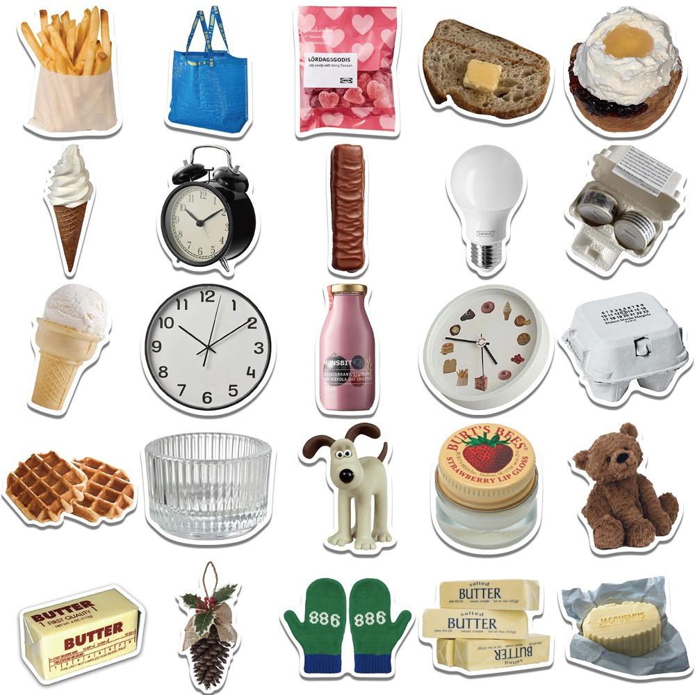 50pcs Ins Style Cartoon Milk Butter Food Stickers Aesthetic Phone Bike Wall Scrapbook Waterproof Sticker for Kids Toys Gifts