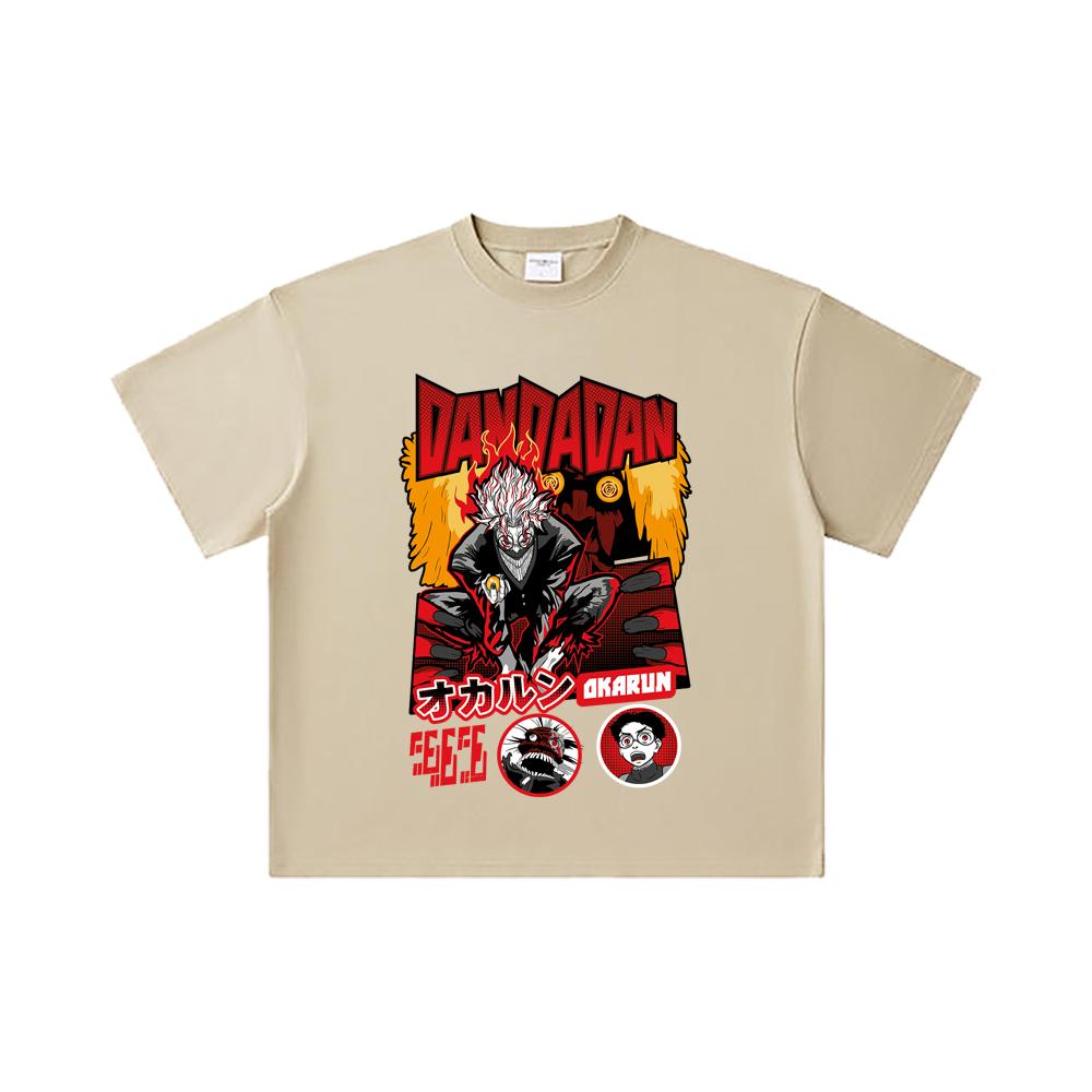 260 GSM Double Yarn 32 Count 100% Cotton Dandadan V26 Okarun Turbo Print Unisex Heavy Cotton T Shirt