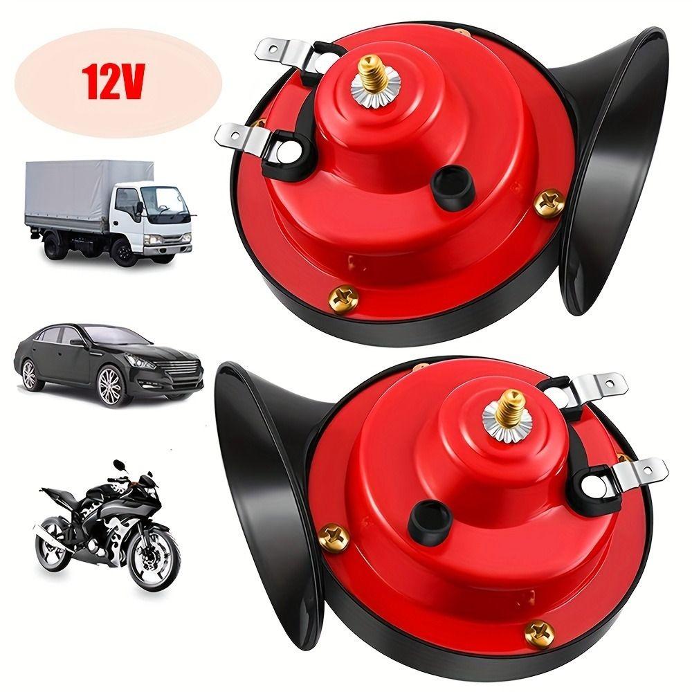 2Pcs 12V/24V Electric Snail Train Horn Waterproof Motorcycles Speaker Loud Car Horn  Universal