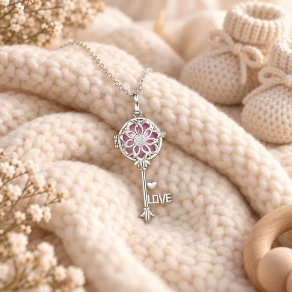 Blumen-Schwangerschafts-Bola-Key-Love-Rosa-Kugel-Halskette