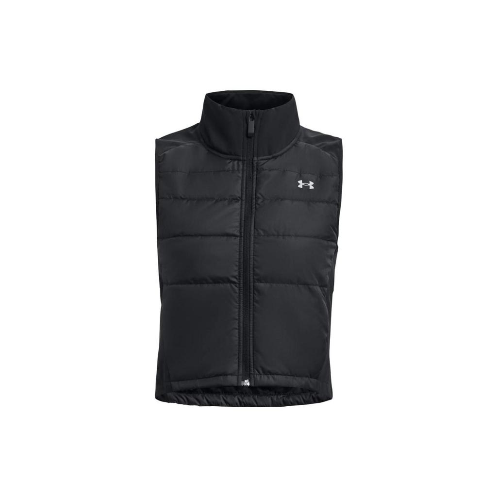 Under Armour Logo Print Stand Collar Zip Vest Women Tops Black 1378502-001