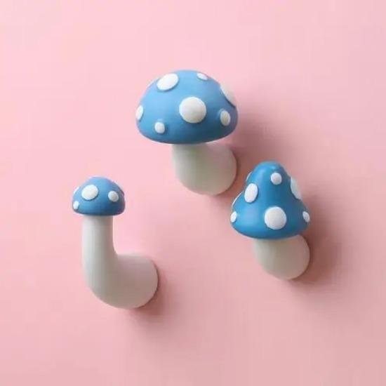 3D Red Mushroom Refrigerator Sticker Standing Sitting Hug Cartoon Refrigerator Decorative Magnetic Sticker Resin Gift