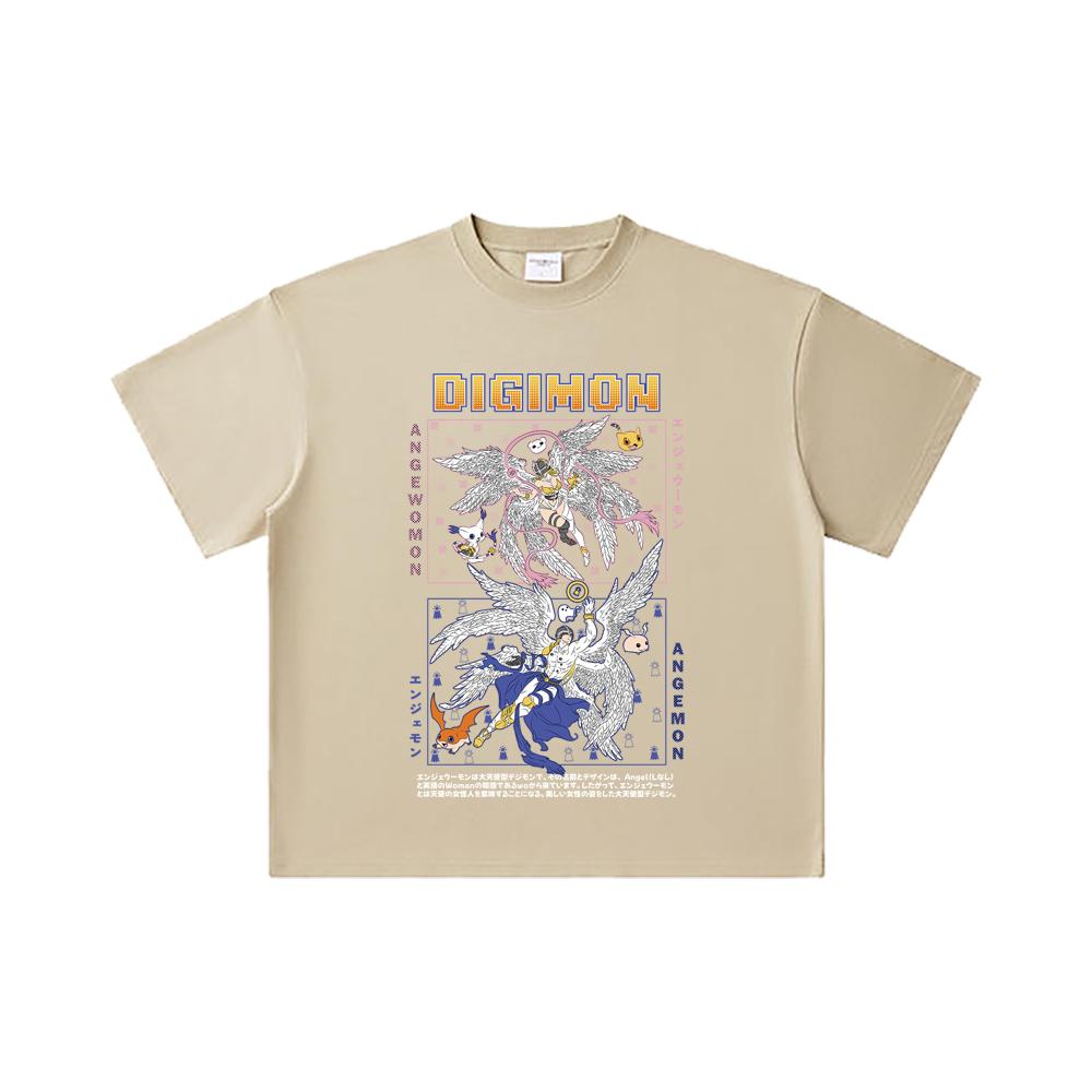 260 GSM Double Yarn 32 Count 100% Cotton Digimon V7 Print Unisex Heavy Cotton T Shirt