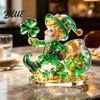 Clover And Gold St. Patrick 2Pcs Ornaments Gnome Coin Decor 2D Acrylic Day Ornament with Green Holiday Decoration Base