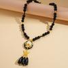 Resin Crystal Beaded Round Flower Butterfly Pendant Necklace Dark Wind Sexy Item