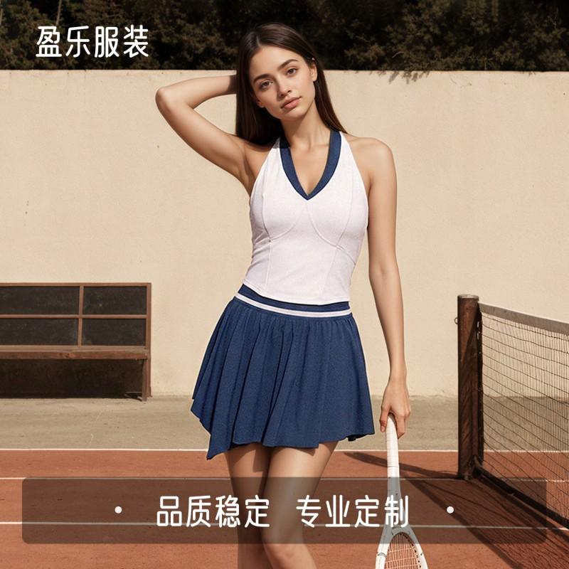 Womens V-Neck Backless Tennis Set With Pockets Quick-Dry Skirt Built-in Removable Pad Lightweight Sportswear