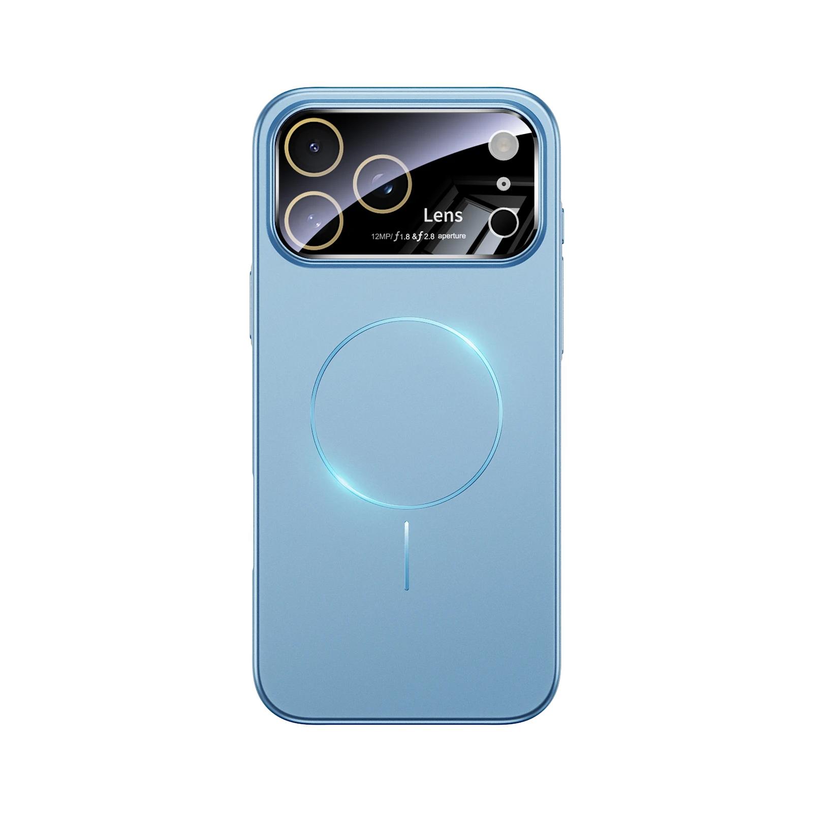 

Large Window Lens Protect Phone Case For IPhone 17Air 16E 15 14Plus 13 ProMax Skin Feel PC Magnetic Wireless Charge Cover iPhone 12 Pro