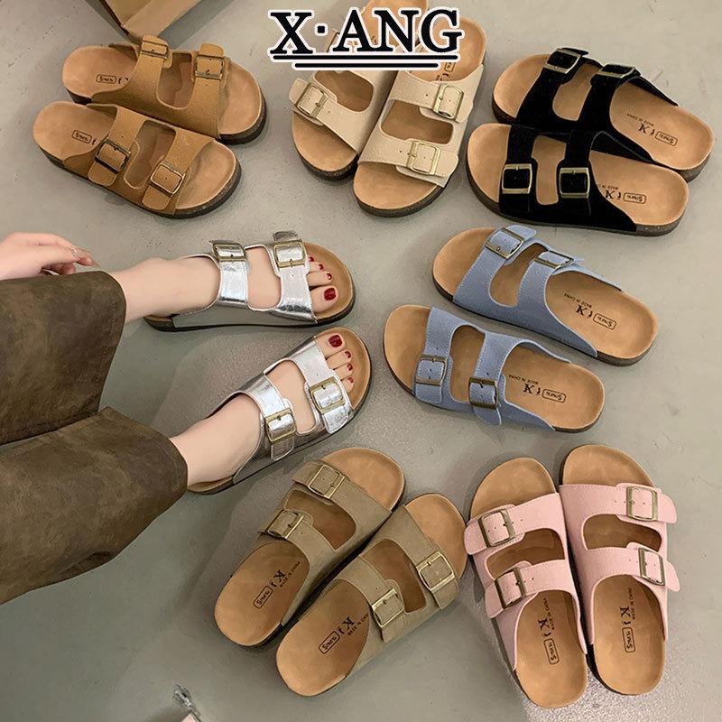 Frosted leather retro soft-soled slippers women's summer wear new versatile thick-soled one-word cool slippers