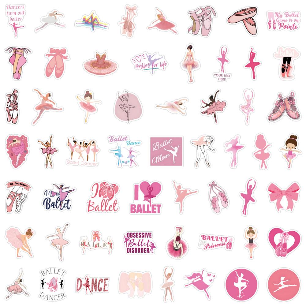 55 New Pink Ballet Graffiti Stickers Suitcase Mobile Phone Dance Stickers