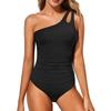 Women’s Modest One-Piece Swimsuit, One Shoulder Bikini Swimwear, Monokini Bathing Suit for Hot Spring