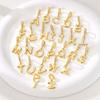 Original 925 Silver Charms Beads Sparkling Gold 26 Letters A-Z Alphabet Zircon Pendent for Women Man DIY Jewelry Making