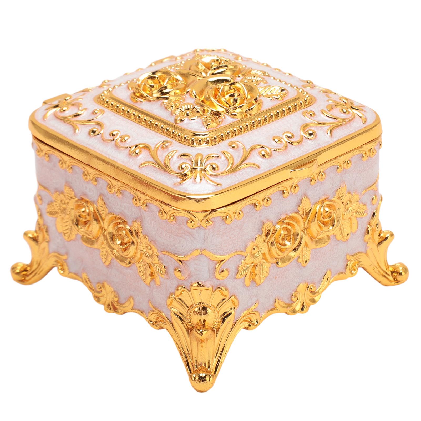 

Винтажная металлическая шкатулка для украшений в европейском стиле, квадратная, декоративная, для хранения мелочей и украшений, для серег, ожерелий, белая белый