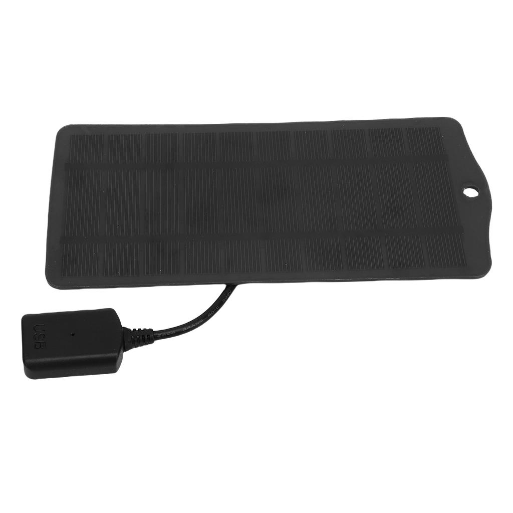 5W Monocrystalline Solar Panel USB Solar Charger Solar Phone Charger for Outdoor Camping Travel Black