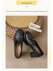Sheepskin 7.5cm Heel Retro Camellia Loafers: Chunky Heel Black Leather Slip-On Shoes