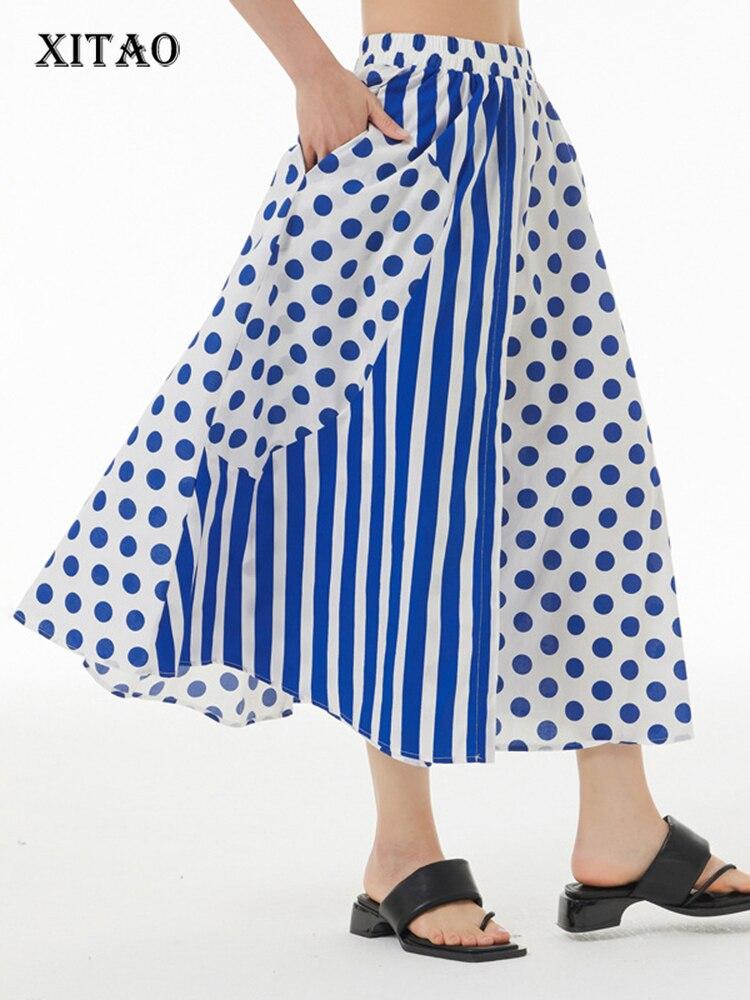 

XITAO Casual Loose Fashion Striped Dot Skirt WLD16735