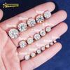 Orecchini Hip Hop Chiusura a Vite Argento 925 Diamante Moissanite Orecchini a Bottone 3mm a 11mm 4 Griffes Passano il Tester per Diamanti