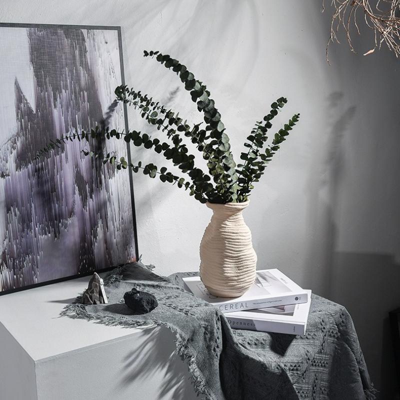 Nordic Abstract Ceramic Texture Vase,retro Wabi Sabi Style Flower Arrangement Ornaments,living Room Bedroom Entrance Decoration