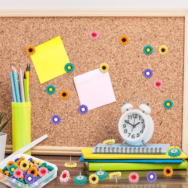 30Pcs Cute Push Pins, Flower Drawing Pins, Thumb Tacks, Pin Board Pins, Pins for Cork Board, Notice Board Pins, Cork Board Pins, Map Pins
