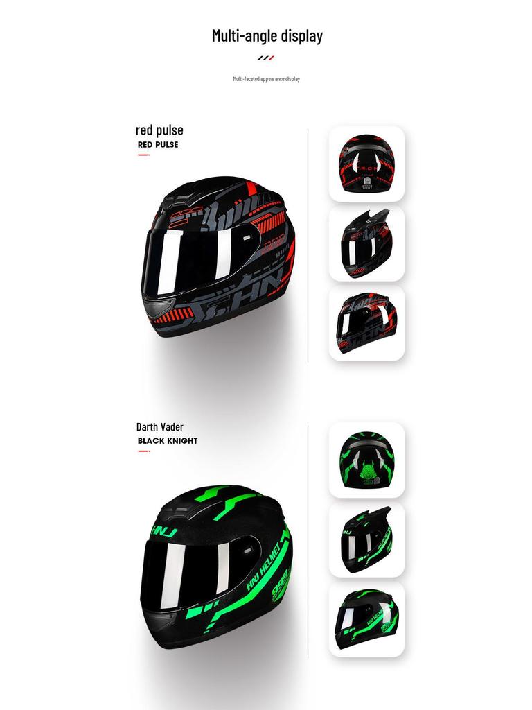 HNJ Unisex Full-Face Summer Motorcycle Helmet with Gray Riding Horns - Stylish and Safe for Racing