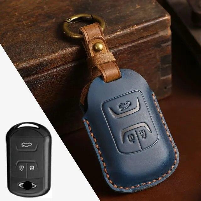 

Кожаный чехол для ключей HOMALL, сумка для ключей Chery 3 Button Tiggo 3,7 5X синий