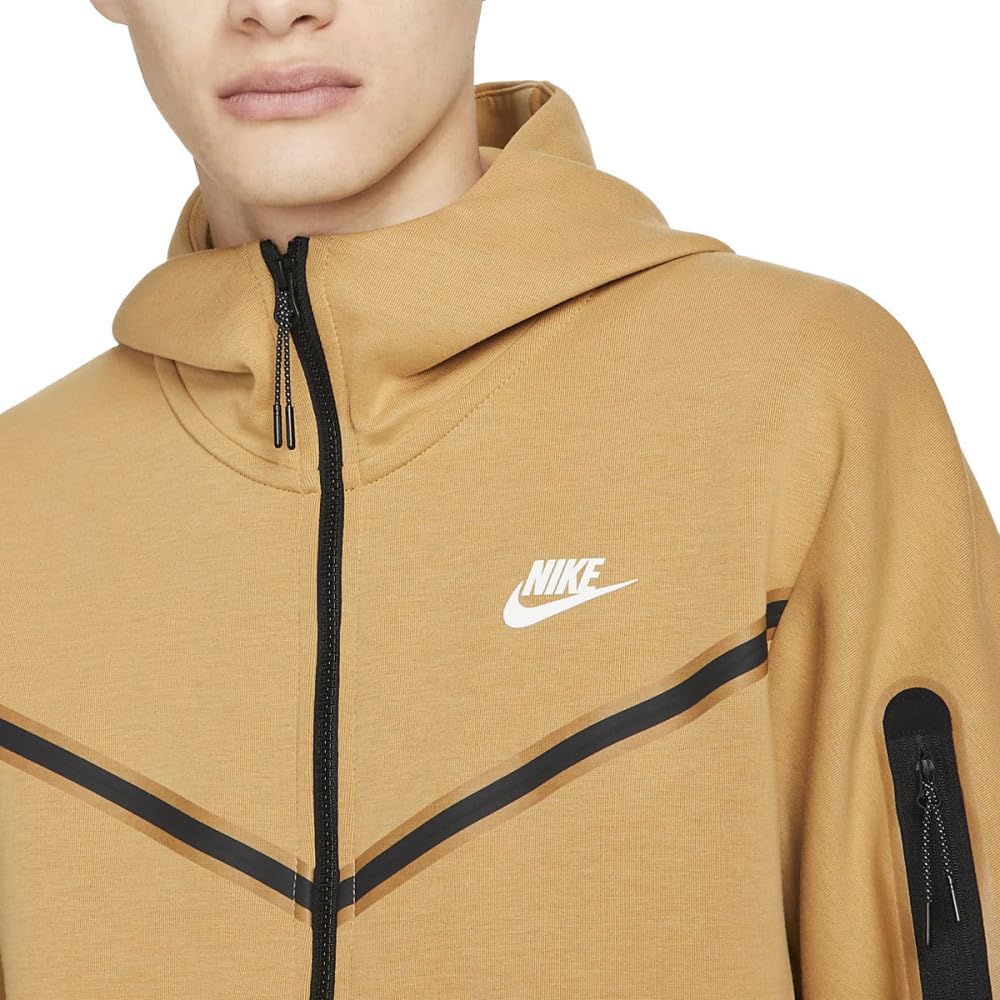 Nike Sportbekleidung Tech Fleece Kapuzenjacke mit durchgehendem Reißverschluss Elemental Gold/Sail Herren Streetwear CU4489-722