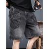 High-end Denim Shorts Men's Summer Washed Old American Retro Five-point Pants Loose Trend Tooling Middle Black Cargo Pants