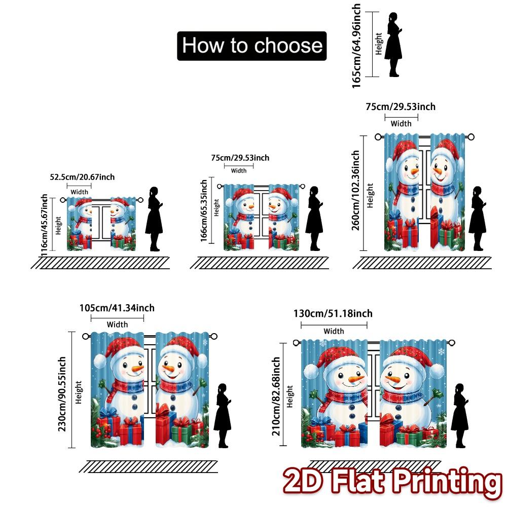 2pcs,Curtains Cute Snowmen Christmas Holiday_a (3) Contemporary Modern Curtains Semi-Sheer Curtains Decorations Outdoor Use for