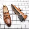 British Style Men's Pointed Toe Leather Tassel Shoes - Large Size Business Casual & Formal Office Wear