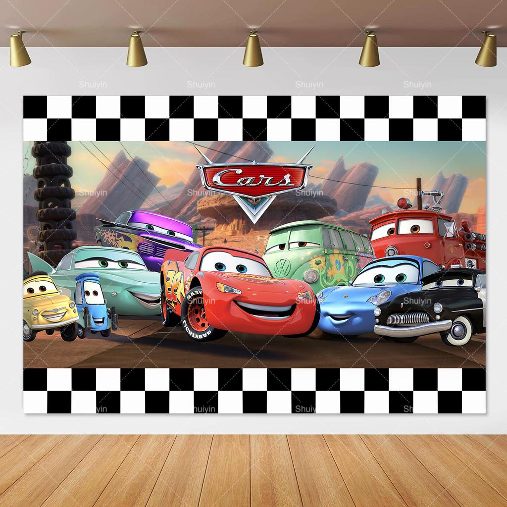 Disney Pixar Cars Lightning Mcqueen photo background for birthday party, studio photo background for kids, babies and baby welcome parties, AS41