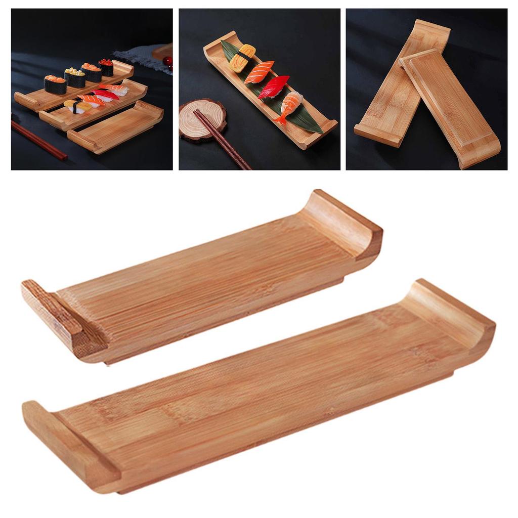 Sushi Plate Rectangle Sashimi Dish Decorative Bamboo Dessert Plate Multifunction Japanese Sushi Serving Tray for Home Restaurant