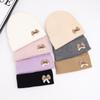 Bow Knitted Hat Children Autumn And Winter Piled Thickened Versatile Warm And Cold Wool Hat