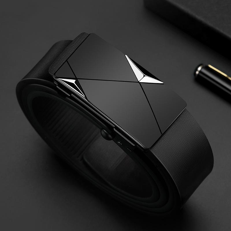 

Ремень мужской модернизированный вариант автоматическая пряжка кожаный ремень модный мужской классический ремень мужской 130cm