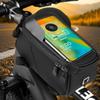 Bike Front Frame Bag Bike Storage Bag Waterproof Bike Phone Holder Bag Touch-Screen 1.5L Cycling Pouch for Phones Under 6.5 Inch