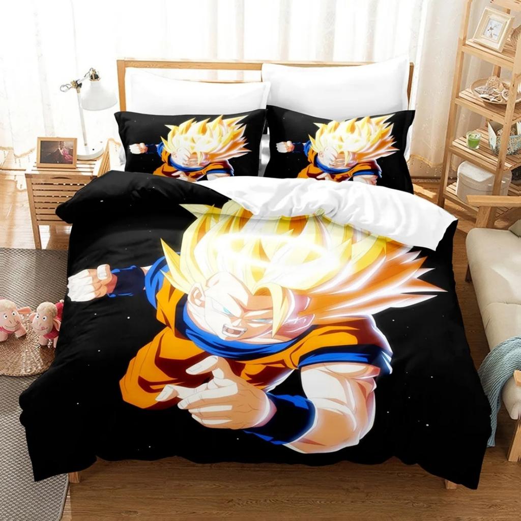 Japanese Anime Dragon Ball Bedding Set Goku Duvet Cover Comforter Bedclothes Single Twin Full Queen Size 3D Kids Adult Boys Gift