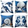 Shell and Turtle Design Digital Printing Pillow Cover Short Plush Suitable Living Rooms Bedrooms Sofas Throw Cushion Cover