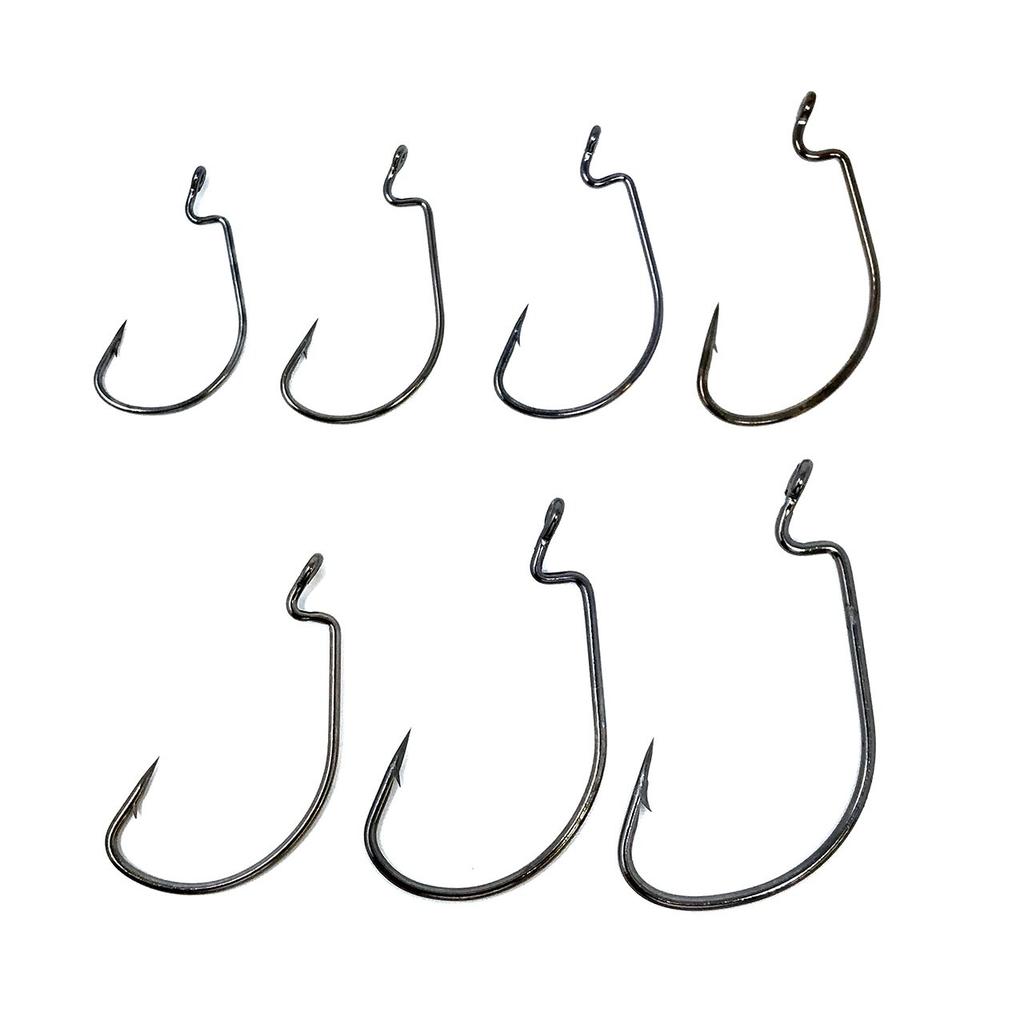 eeldog offset hook set for bass worm soft lure (4/0