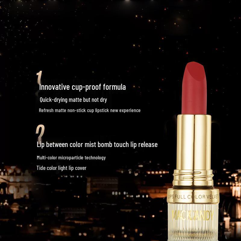 Marco Andy Velvet Essence Long-lasting True Red Waterproof Lipstick - Enhances Complexion, Non-stick