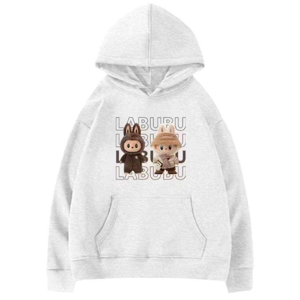 2024 Podzim Kreslená Roztomilá Labubu Dámská Mikina s Kapucí z Fleecu Plus Size