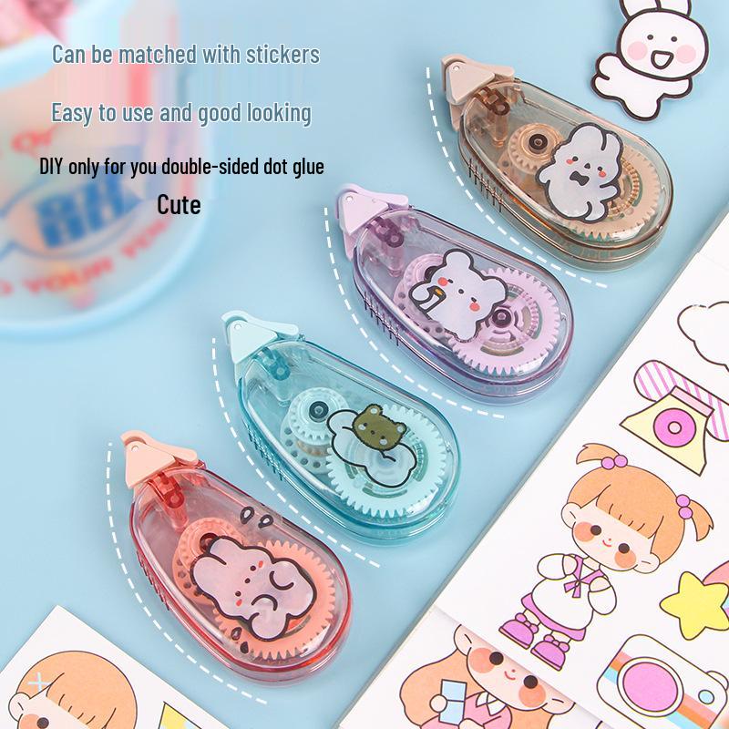 Bandă Adezivă Transparentă cu Puncte Ștergibile - Drăguță, Față Dublă pentru Jurnale DIY pentru Studenți