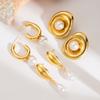 European American Ins Style French Pearl Earrings For Women High Grade Ear Drops Simple Stainless Steel Vintage Stud Earrings