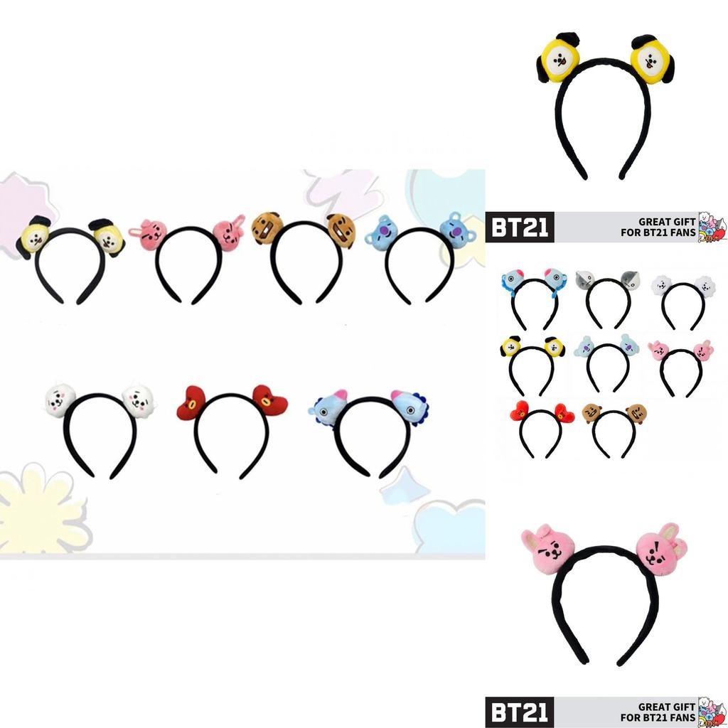 Bt21 Line Friends 3D Plüsch Stirnband für Frauen Weich und Bequem Chimmy Ohren Haarreif Band