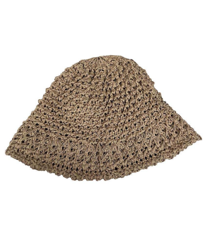 SK8ER ROCK Cross Knit Bucket Hat ((Beige))