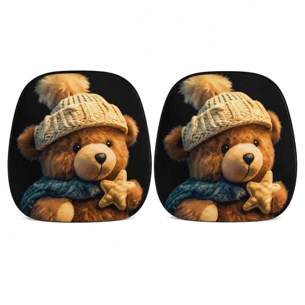 1 pair Soft Car Headrest Covers Print Seat Headrest Protector  Vehicle Seat Decoration