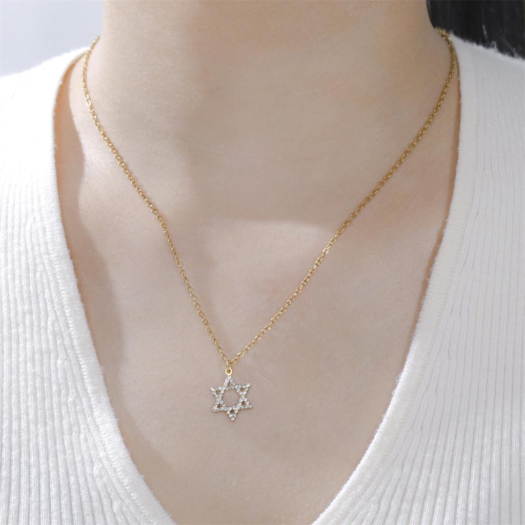  Classic Star of David Necklaces Stainless Steel Rhinestones Six-pointed star Necklace for Women Men Jewish Jewelry Gifts