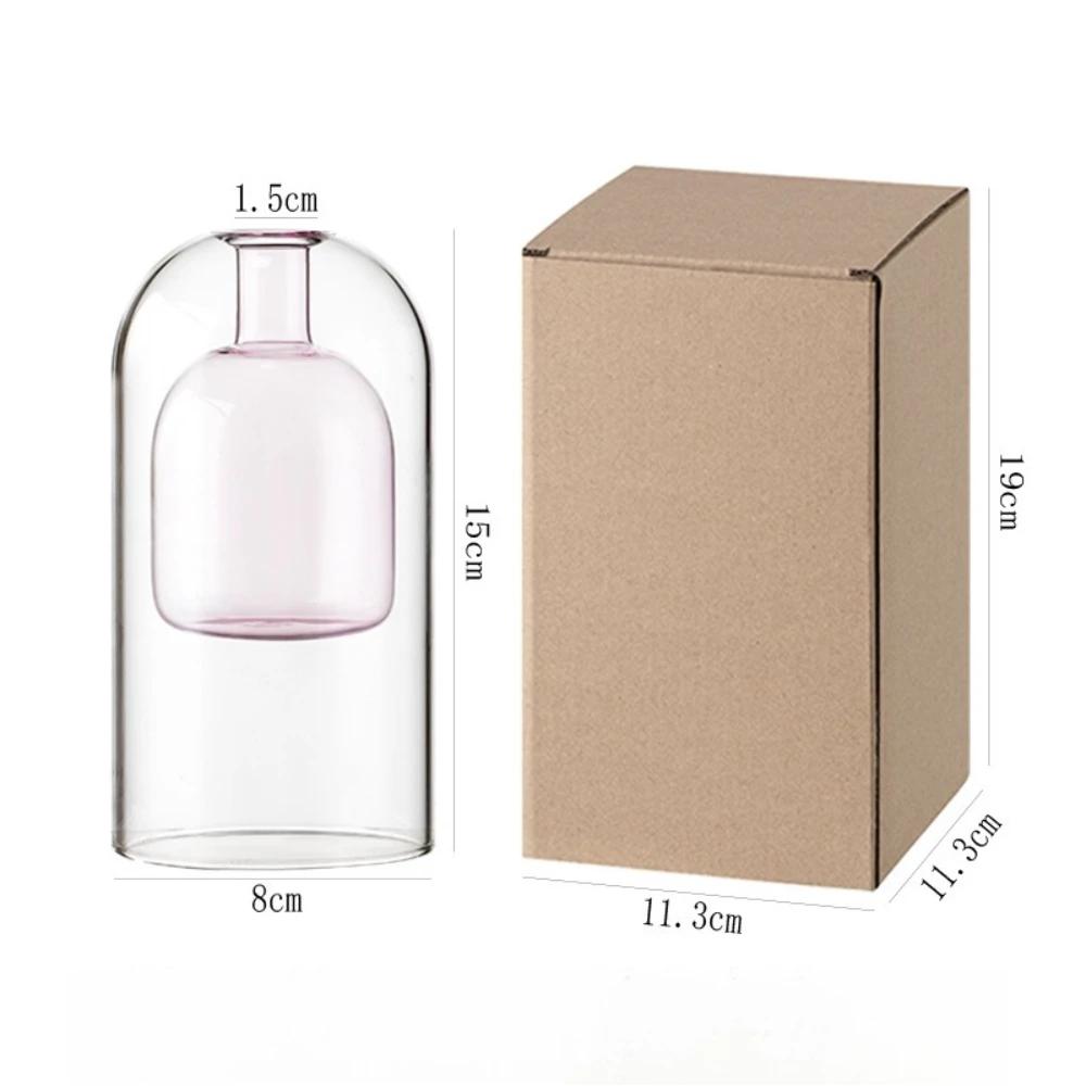 Minimalist Glass Fragrance Diffuser Bottle Double-layer Glass Aromatherapy Bottle Home Living Room Bedroom Empty Bottle Ornament