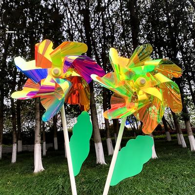 PVC Forgó Szélforgó 18/24/32cm Karóval Álló Fűben Forgó Kerti Szélkakas Kültéri Party Piknik Dekoráció